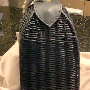 Wicker handbag with beaded strap NWOT